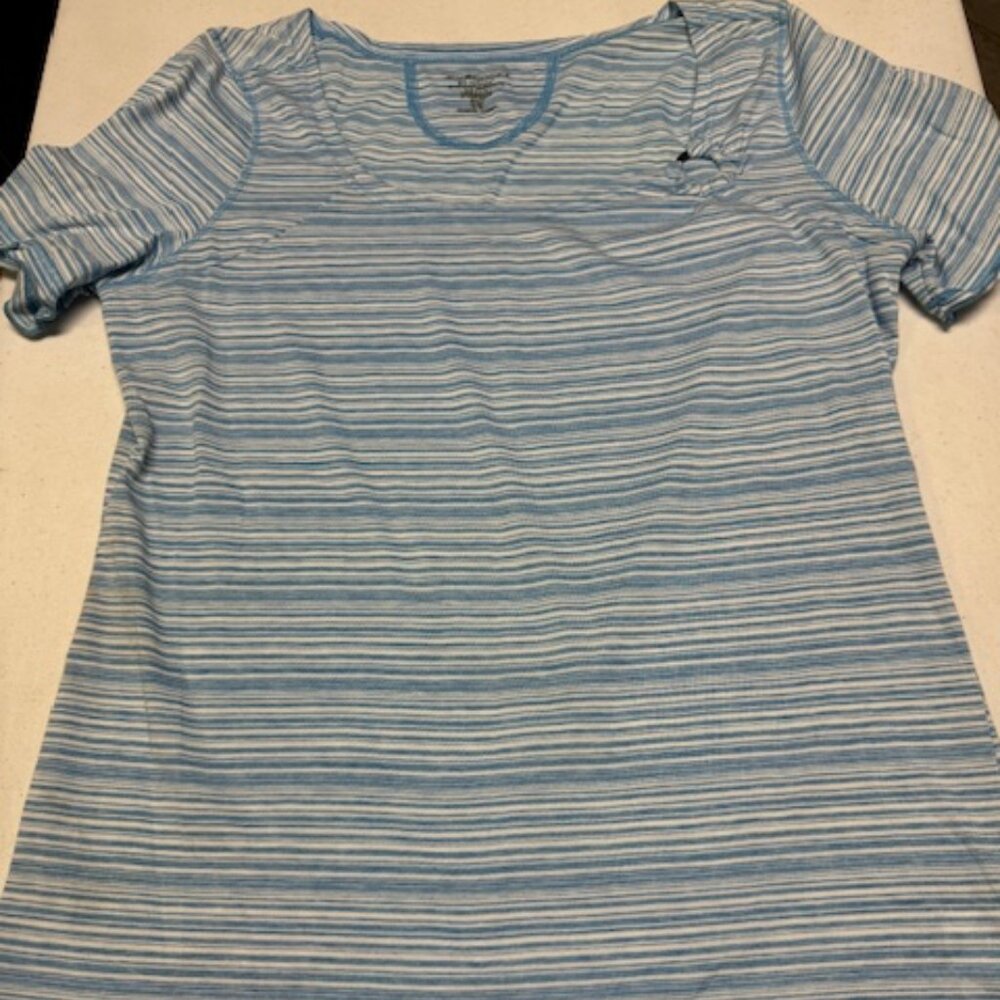 ExOfficio Dri-Release Womens Top Striped Blue Medium NWOT
